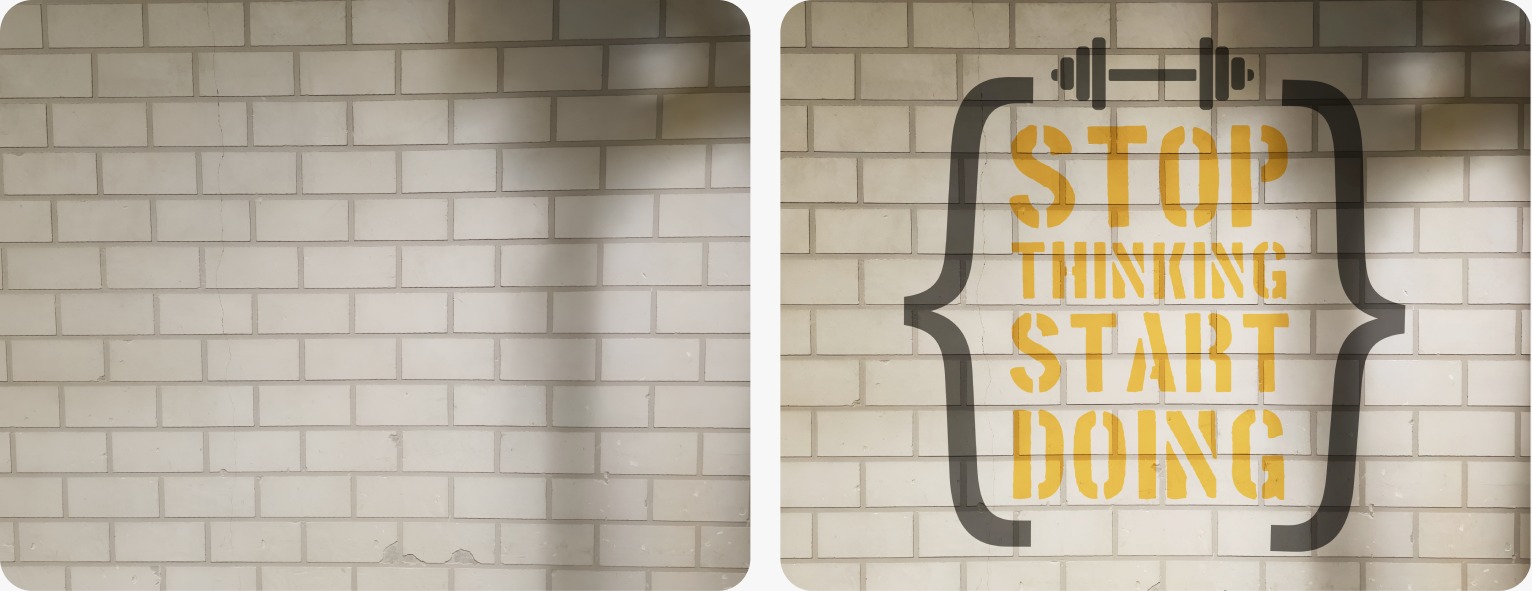 Gym Feature Wall Design | Clinker Brick Motivational Print